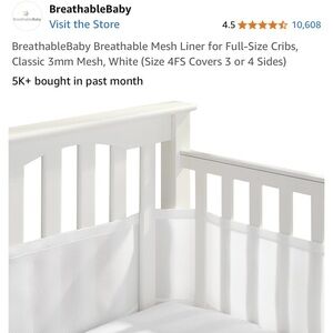 BreathableBaby Breathable Mesh Liner guard for Full-Size Cribs - 3 or 4 sides